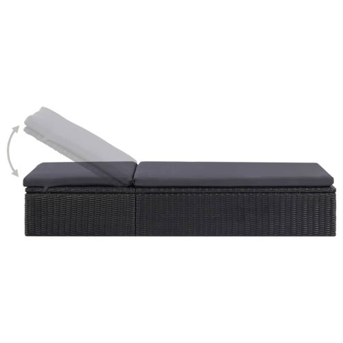 Sunlounger Poly Rattan and – Black and Dark Grey
