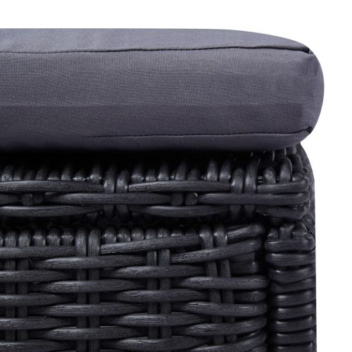 Sunlounger Poly Rattan and – Black and Dark Grey