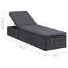 Sunlounger Poly Rattan and – Black and Dark Grey