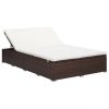 2-Person Sunbed with Cushion Poly Rattan – Brown