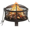 Rustic Fire Pit with Poker 67.5 cm XXL Steel