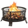 Rustic Fire Pit with Poker 67.5 cm XXL Steel