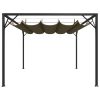 Garden Gazebo with Retractable Roof Canopy – Taupe