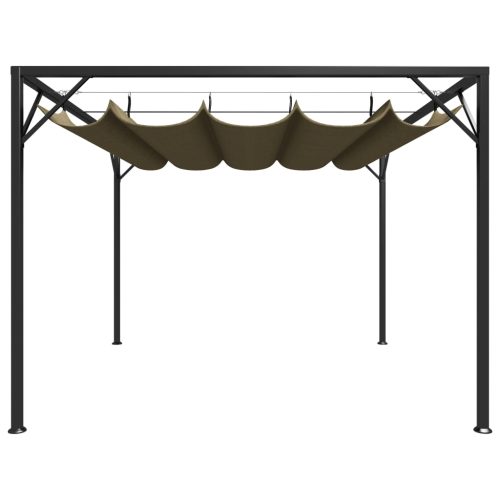 Garden Gazebo with Retractable Roof Canopy – Taupe