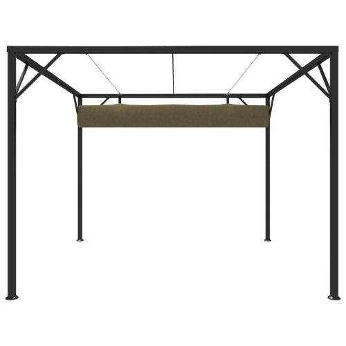 Garden Gazebo with Retractable Roof Canopy – Taupe