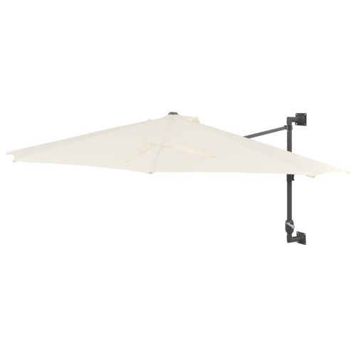 Wall-mounted Parasol with LEDs and Metal Pole 300 cm – Sand