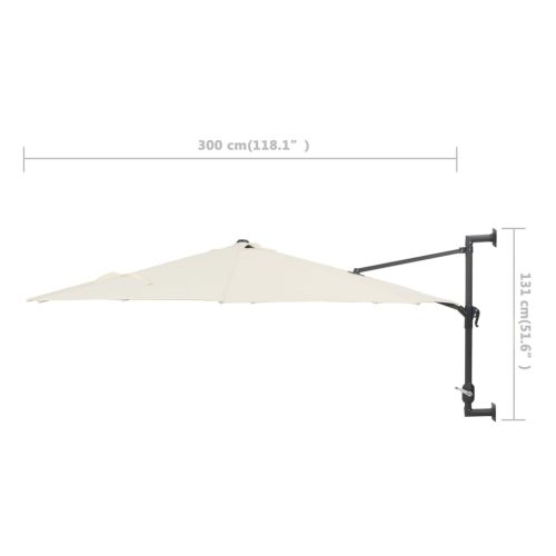 Wall-mounted Parasol with LEDs and Metal Pole 300 cm – Sand