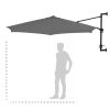 Wall-mounted Parasol with LEDs and Metal Pole 300 cm – Anthracite