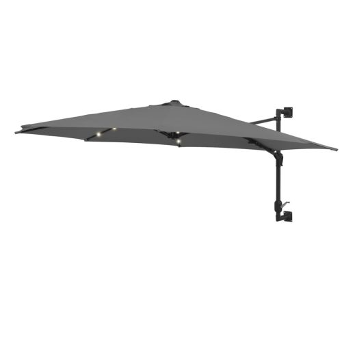 Wall-mounted Parasol with LEDs and Metal Pole 300 cm – Anthracite