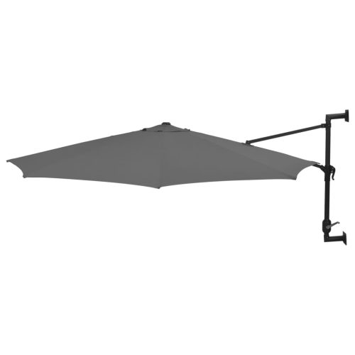 Wall-mounted Parasol with LEDs and Metal Pole 300 cm – Anthracite