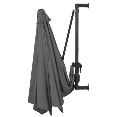 Wall-mounted Parasol with LEDs and Metal Pole 300 cm – Anthracite