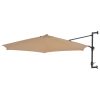 Wall-mounted Parasol with LEDs and Metal Pole 300 cm – Taupe