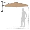 Wall-mounted Parasol with LEDs and Metal Pole 300 cm – Taupe