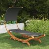 Outdoor Lounge Bed with Canopy Solid Bent Wood – 100x200x126 cm, Anthracite