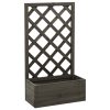 Garden Trellis Planter 50x25x90 cm Solid Firwood – Grey