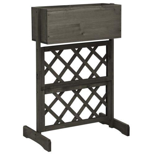Garden Trellis Planter 45x30x74 cm Solid Firwood – Grey