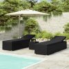 3 Piece Garden Sun Loungers with Tea Table Poly Rattan – Black