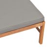 Footrest with Dark Grey Cushion Solid Teak Wood