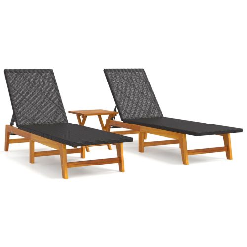 Garden Lounge Set Poly Rattan&Solid Wood Acacia