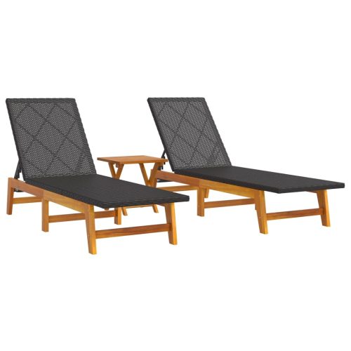 Garden Lounge Set Poly Rattan&Solid Wood Acacia