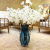 10x Artificial Silk Flower Fake Cherry Blossom Bouquet Table Decor White