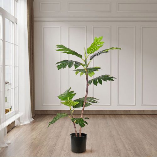 90cm 2-Trunk Artificial Natural Green Split-Leaf Philodendron Tree Fake Tropical Indoor Plant Home Office Décor – 1