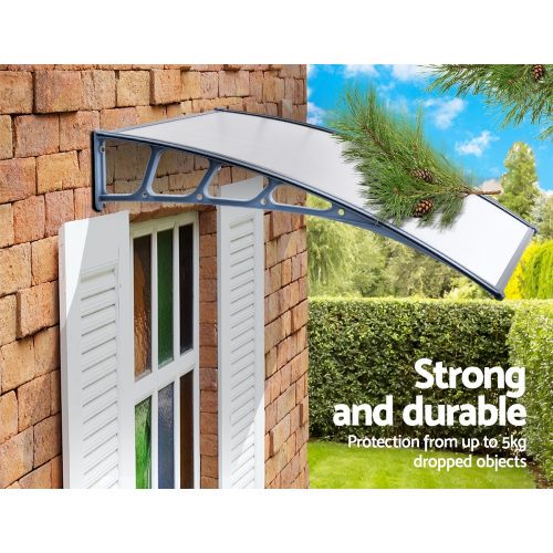 Window Door Awning Door Canopy Outdoor Patio Sun Shield DIY – 1.5×2 m, Clear and Grey