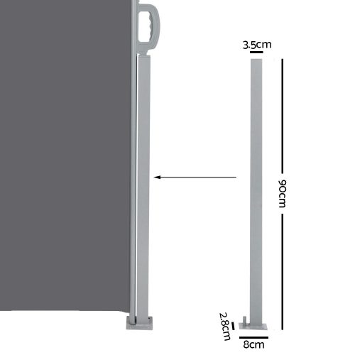 Retractable Side Awning Garden Patio Shade Screen Panel Grey – 1.8×6 m