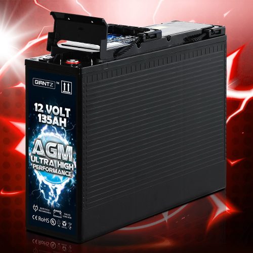 AGM Deep Cycle Battery 12V 135Ah Slim Box Portable Solar Caravan Camping