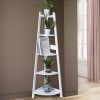 5 Tier Corner Shelf Wooden Storage Home Display Rack Plant Stand – White