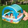 Kids Pool 140x140x114cm Inflatable Swimming w/ Canopy Play Pools 265L