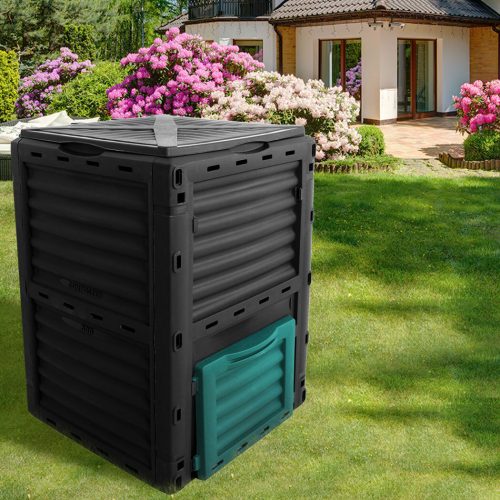290L Compost Bin Food WasRecycling Composter Kitchen Garden Composting – Black