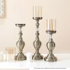 Glass Candlestick Candle Holder Stand Pillar Glass/Iron Metal – 49.5 cm