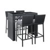 5-Piece Outdoor Bar Set Dining Table Stools Wicker Patio Setting