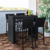 5-Piece Outdoor Bar Set Dining Table Stools Wicker Patio Setting