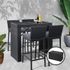 5-Piece Outdoor Bar Set Dining Table Stools Wicker Patio Setting