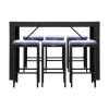 7-Piece Outdoor Bar Set Dining Table Stools Wicker Patio Setting