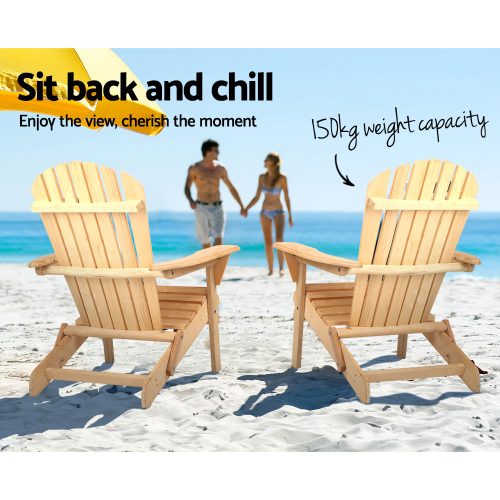 Outdoor Chairs Furniture Beach Chair Lounge Wooden Adirondack Garden Patio – 1