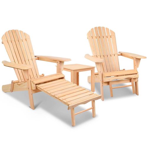 3 Piece Outdoor Beach Chair and Table Set – Natural