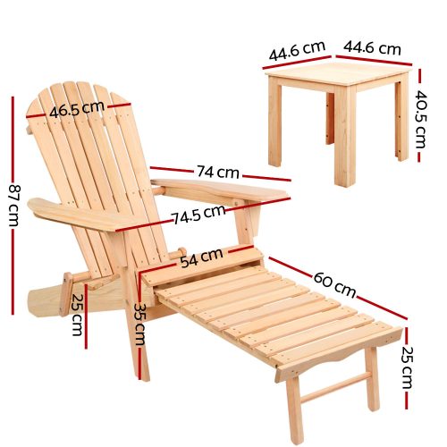 3 Piece Outdoor Beach Chair and Table Set – Natural