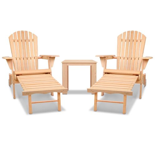 3 Piece Outdoor Beach Chair and Table Set – Natural