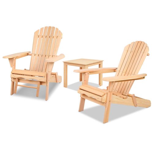 3 Piece Outdoor Beach Chair and Table Set – Natural