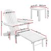 3 Piece Outdoor Beach Chair and Table Set – White