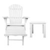 3 Piece Outdoor Beach Chair and Table Set – White