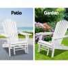 3 Piece Outdoor Beach Chair and Table Set – White