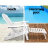 3 Piece Outdoor Beach Chair and Table Set – White