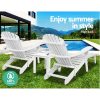 3 Piece Outdoor Beach Chair and Table Set – White
