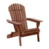 Outdoor Furniture Beach Chair Wooden Adirondack Patio Lounge Garden – Brown