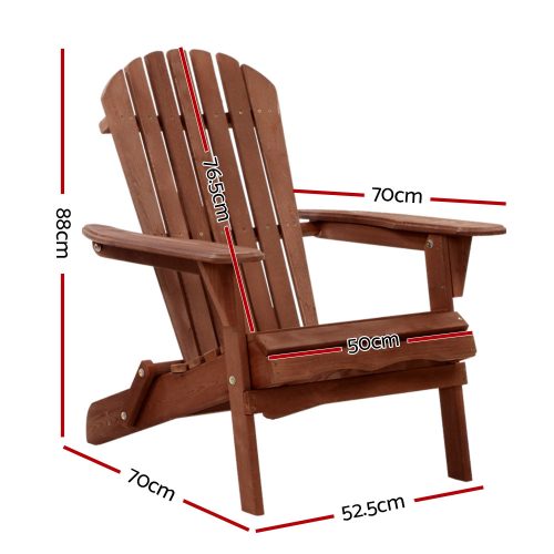 Outdoor Furniture Beach Chair Wooden Adirondack Patio Lounge Garden – Brown