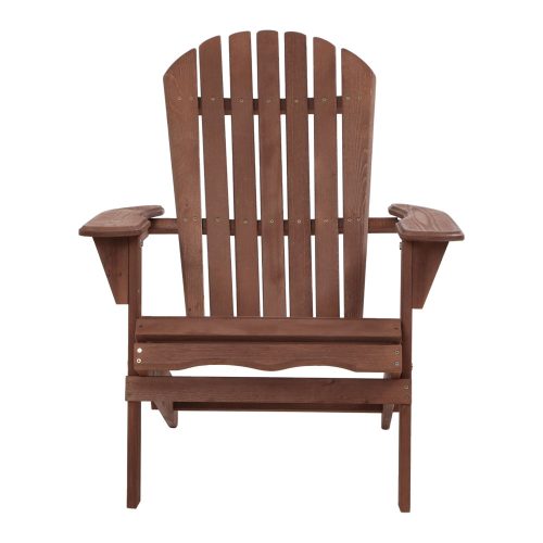 Outdoor Furniture Beach Chair Wooden Adirondack Patio Lounge Garden – Brown